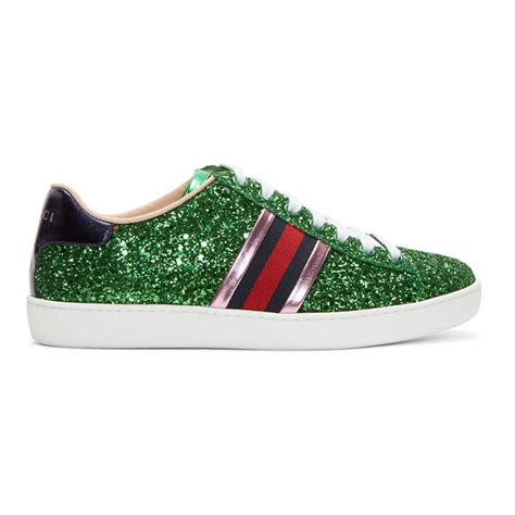 gucci green glitter ace sneakers|green Gucci sneakers with jewels.